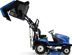 Rasentraktor diesel Iseki SXG 327 avec système de ramassage et vidage en hauteur – plateau SCMB48 et bac SBC650